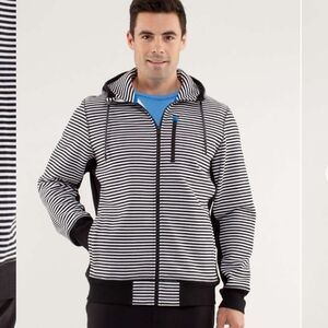 Men's Lululemon Sequence Hoodie Striped Heavy Knit Zip Up XL EUC